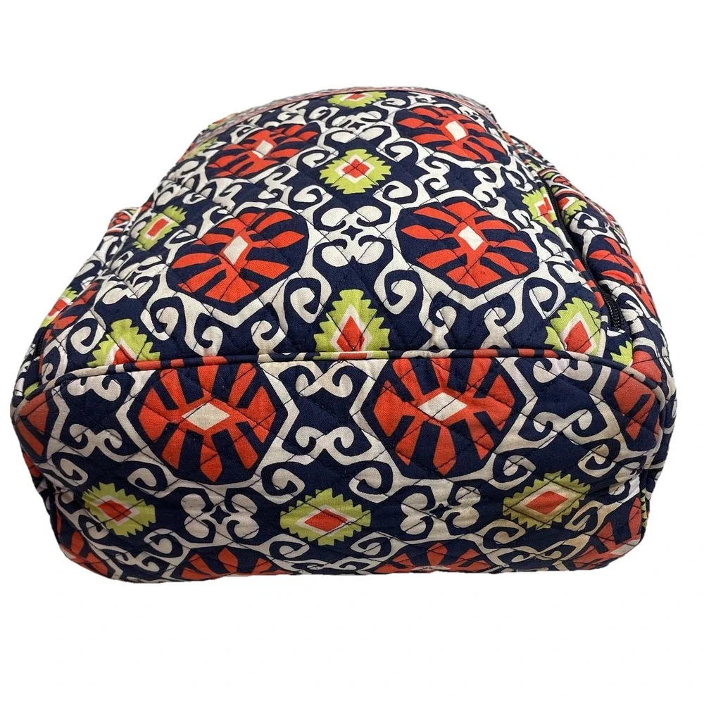 Vera Bradley Quilted Backpack Filigree Cotton Orange White School Travel